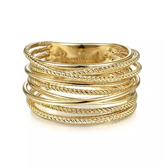 Gabriel and Co.  14K Yellow Gold Crisscross Twisted Rope Ring - Picture 4 of 11